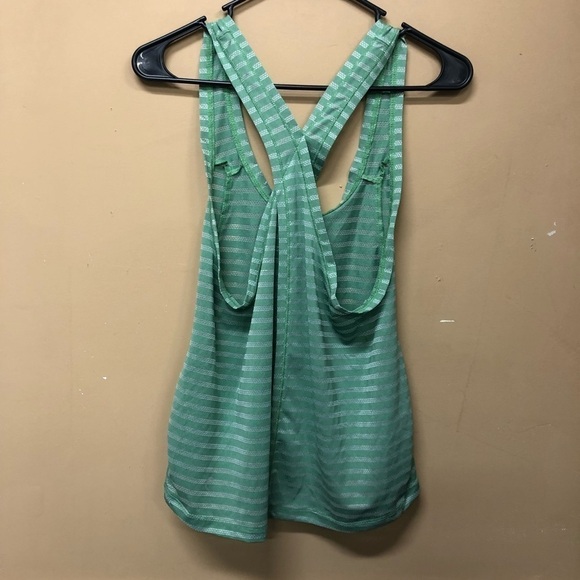 Zyia Active Green Striped Racerback Split Back Athletic Tank Top Size XS - Picture 2 of 6